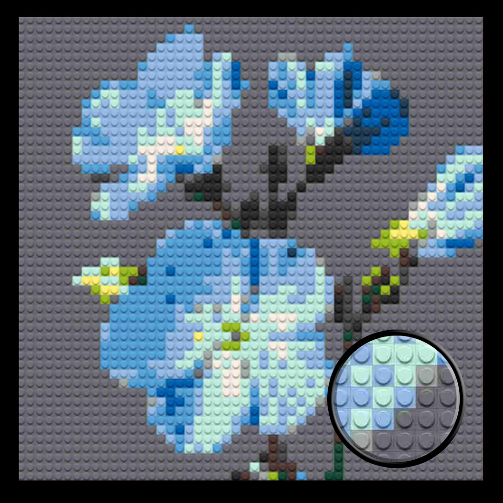 Blue-Flax-Flower-Home-Decoration-Bricked-Mosaic-Portrait-16x16