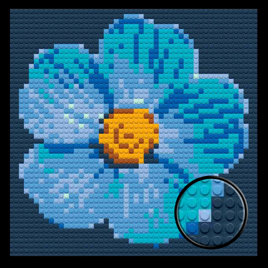 Blue-Flower-Home-Decoration-Bricked-Mosaic-Portrait-16x16