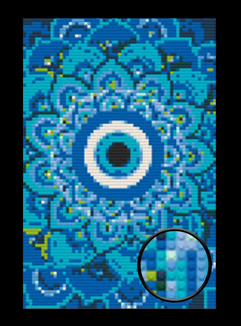 Evil Eye Mandala Bricked Mosaic Home Decor 20x30" Memobrick