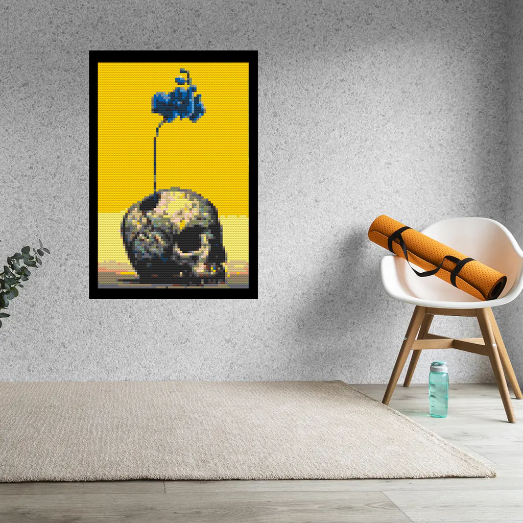 Flower-on-Skull-Bricked-Mosaic-Home-Decor-20x30