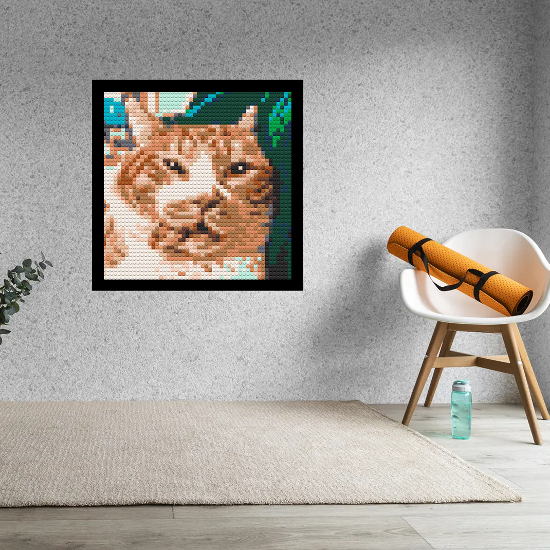 Funny-Cat-Selfie-Home-Decoration-Bricked-Mosaic-Portrait-16x16