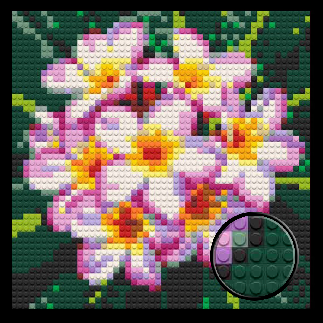 Pink-Frangipani-Flower-Home-Decoration-Bricked-Mosaic-Portrait-16x16