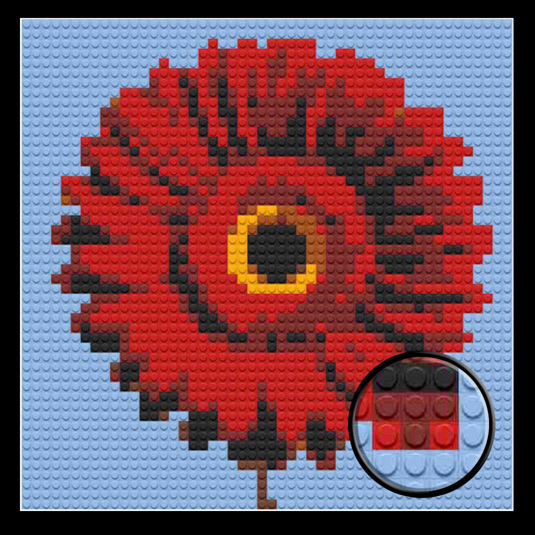 Red-Daisy-Flower-Home-Decoration-Bricked-Mosaic-Portrait-16x16