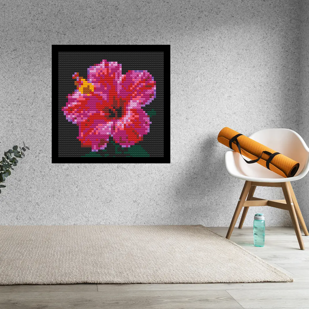 Rose-Mallow-Flower-Home-Decoration-Bricked-Mosaic-Portrait-16x16