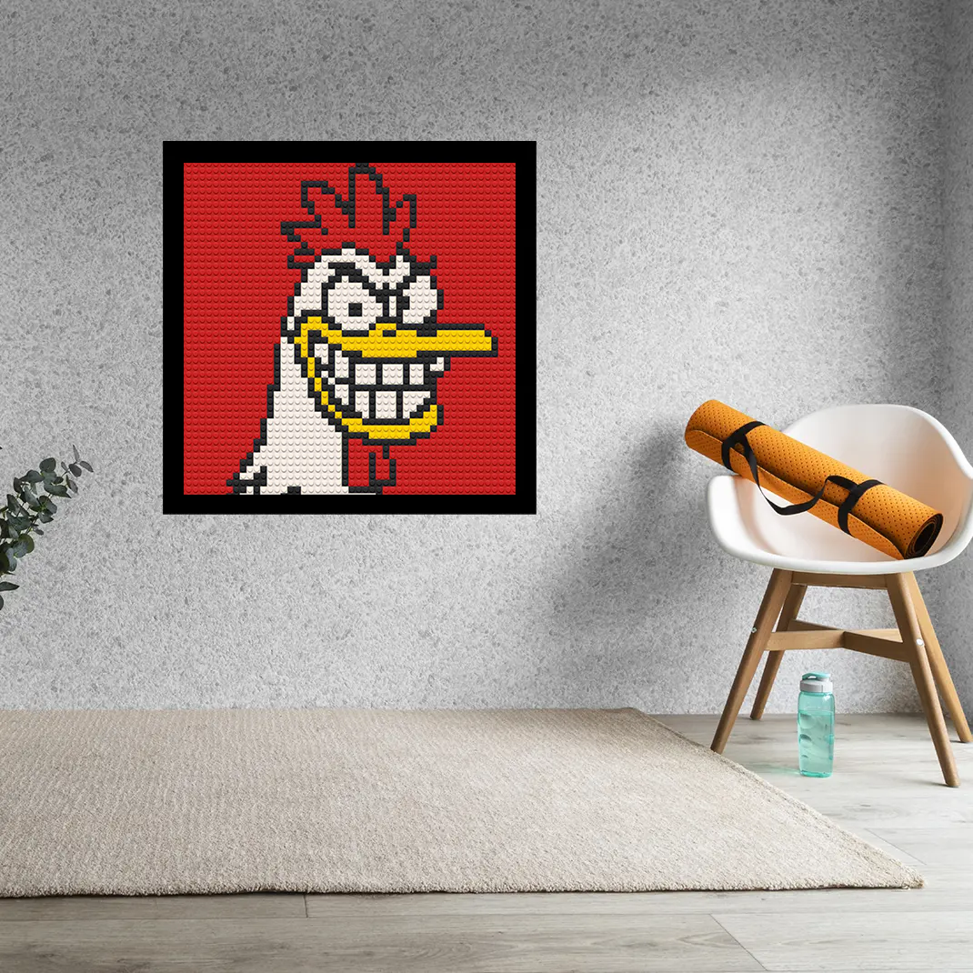 Smiling-Rooster-Home-Decoration-Bricked-Mosaic-Portrait-16x16