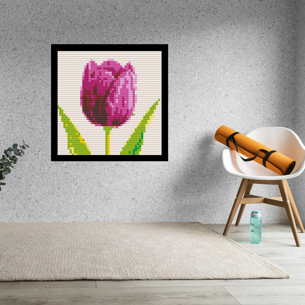 Tulips-Flower-Home-Decoration-Bricked-Mosaic-Portrait-16x16