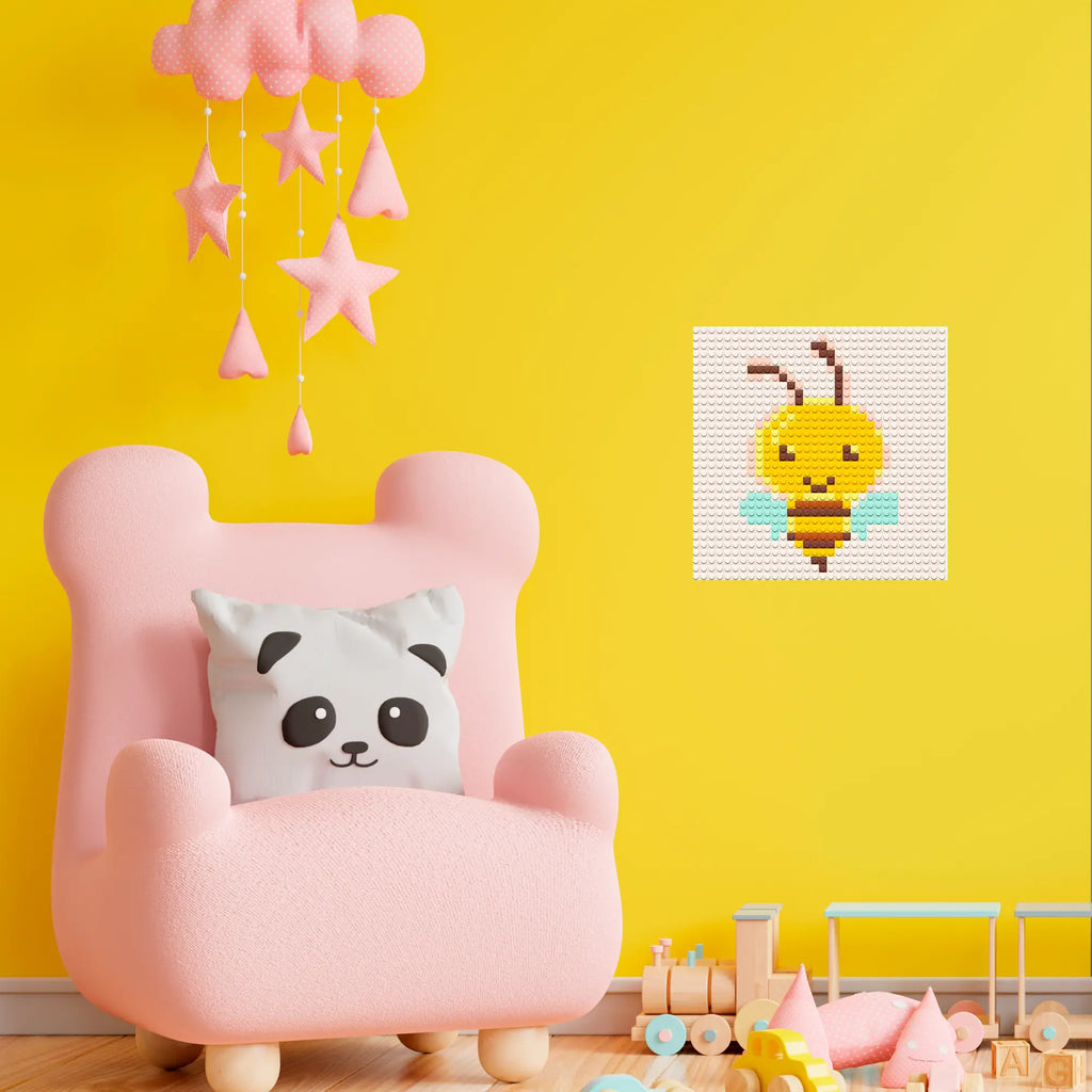 Bricked Mosaic Portrait 10x10" Bee Happy - Memobrick