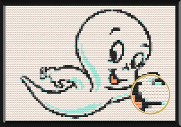 Casper The Friendly Ghost Art Piece Home Wall Decor Bricked Mosaic Portrait 20x30