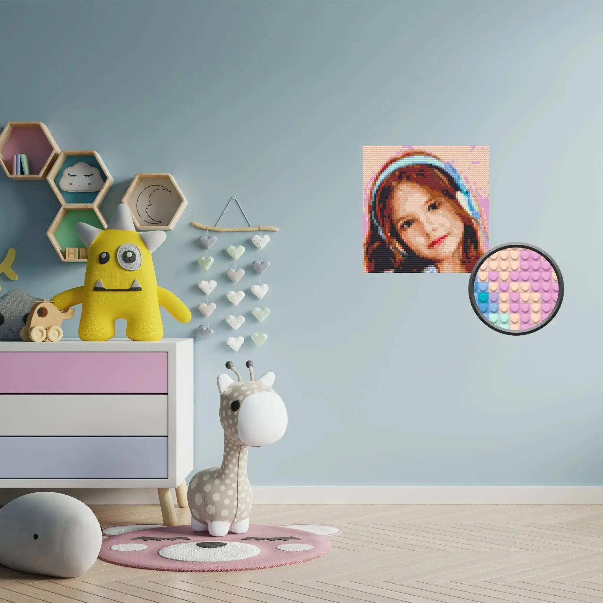 Custom Bricked Mosaic Portrait 20×20" - Memobrick