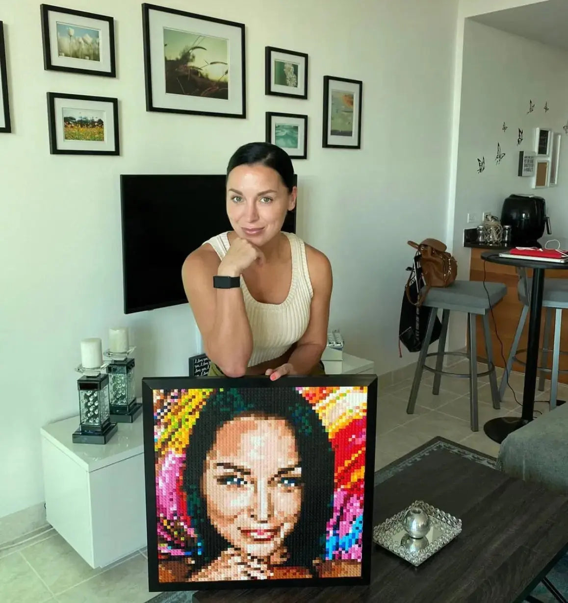 Custom Bricked Mosaic Portrait 20×20" - Memobrick