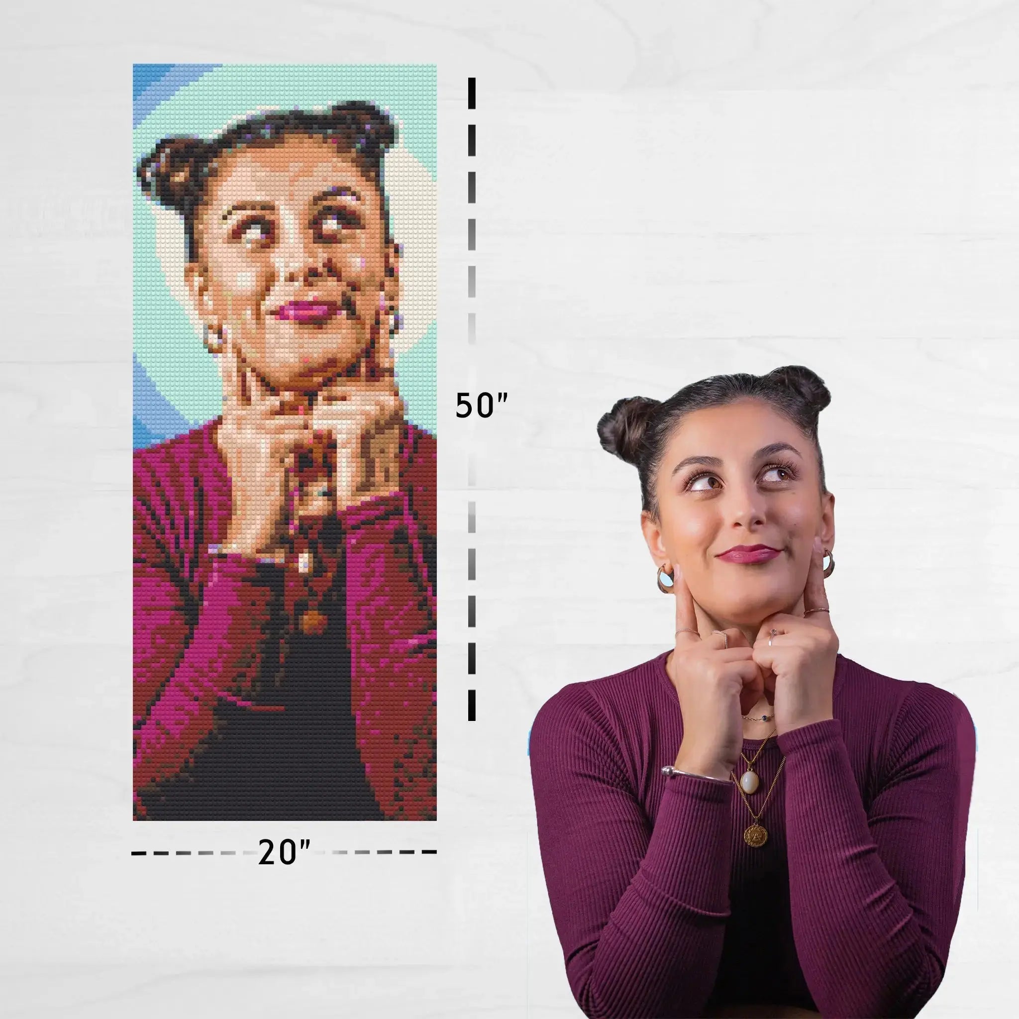 Custom Bricked Mosaic Portrait 20x50" - Memobrick