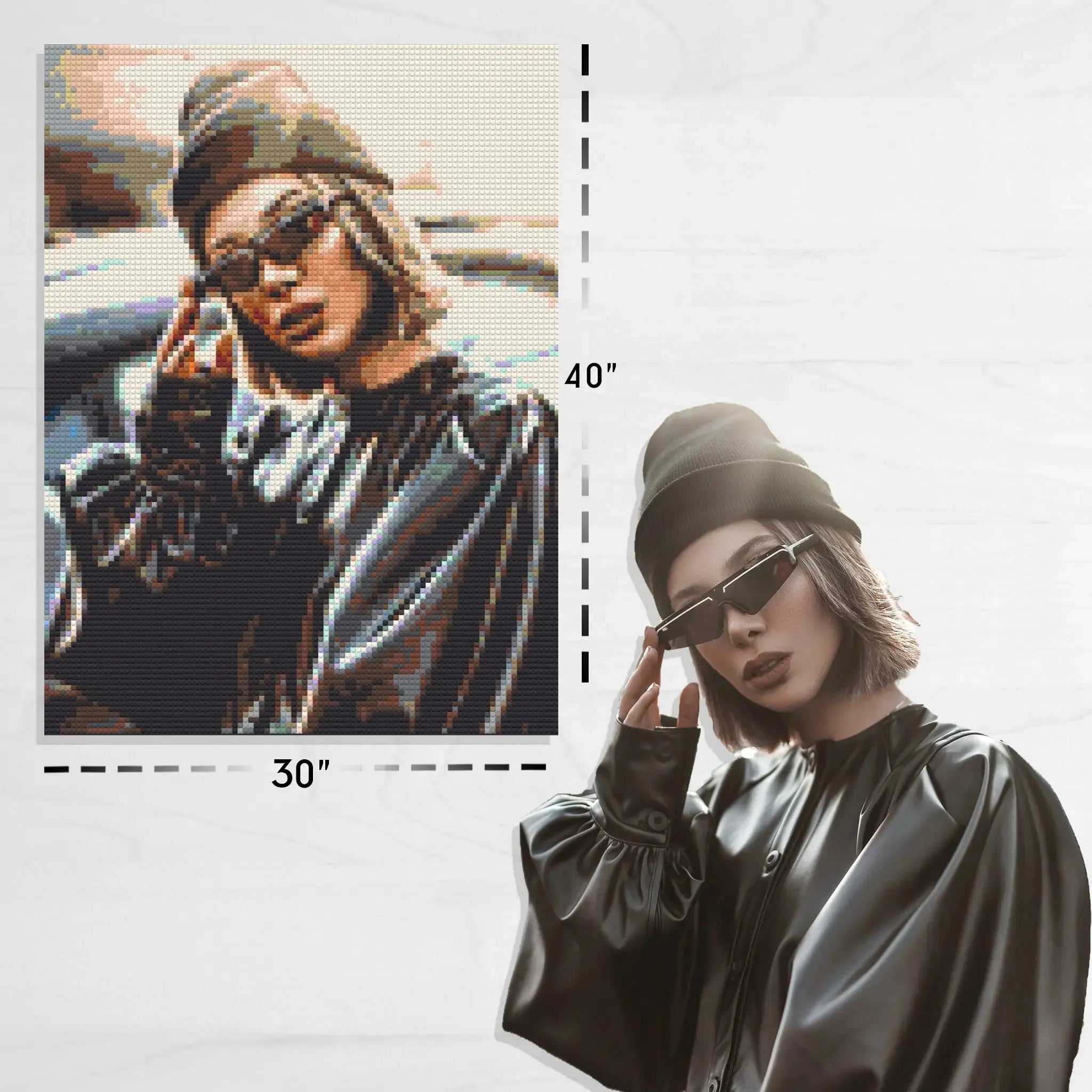 Custom Bricked Mosaic Portrait 30x40" - Memobrick