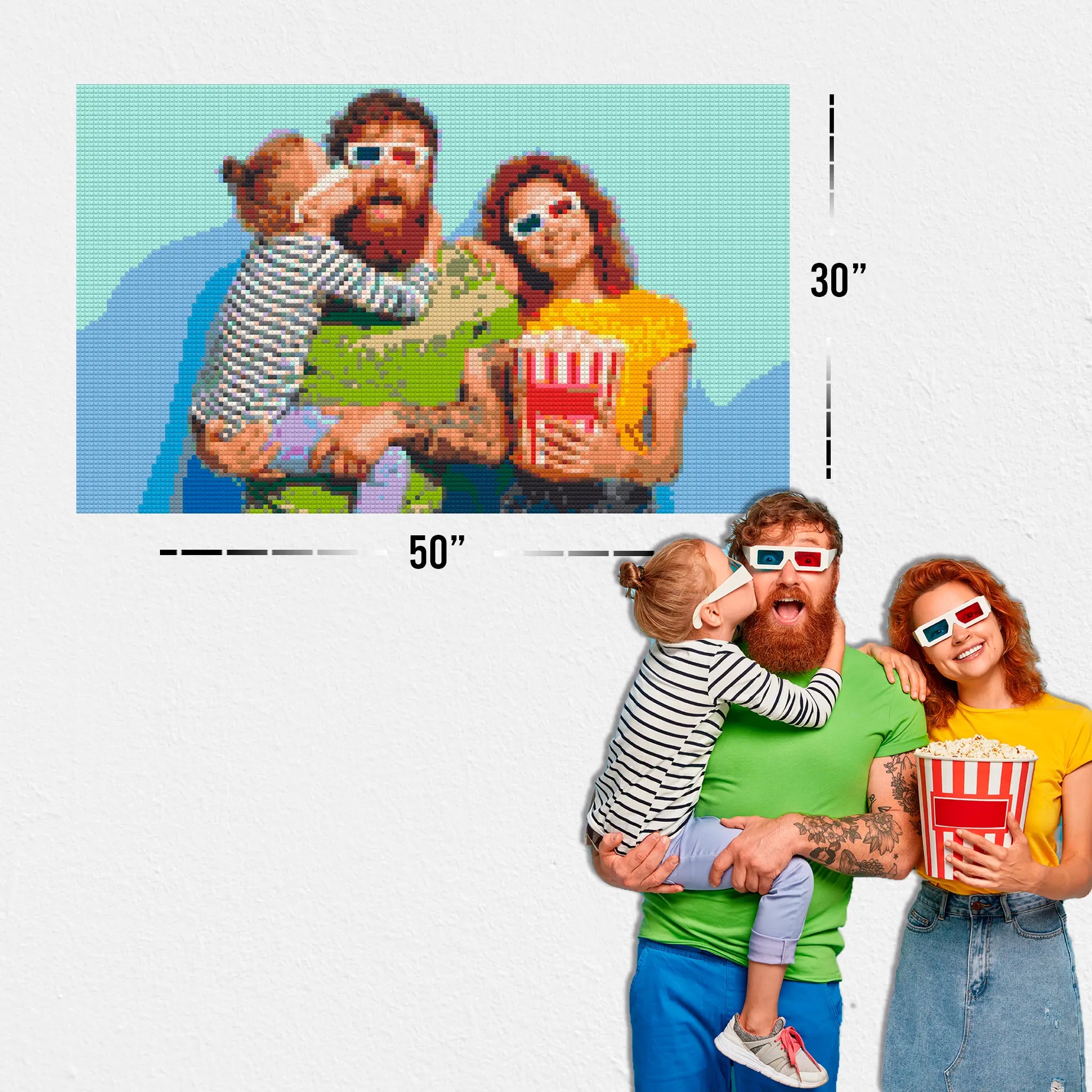 Custom Bricked Mosaic Portrait 50x30" - Memobrick