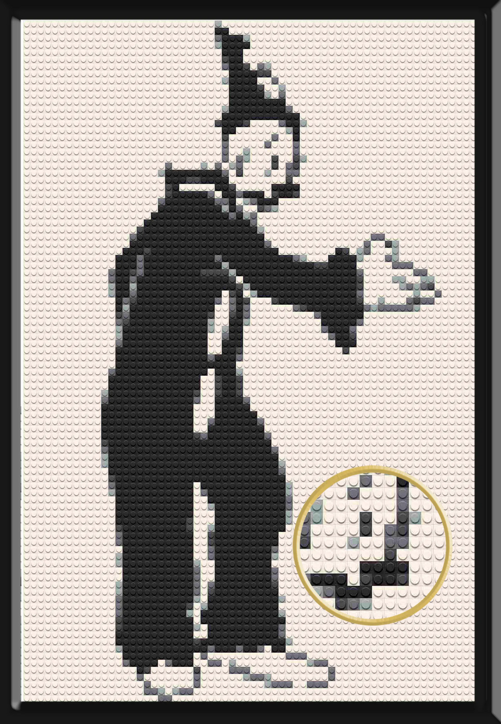 Koko the Clown Art Piece Home Wall Decor Bricked Mosaic Portrait 20x30" - Memobrick